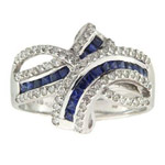 www.piercing-sperky.cz : Zlatý prsten s diamanty a safíry K1418S