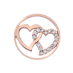 Obrázek č. 1 k produktu: Přívěsek Hot Diamonds Emozioni Double Heart Rose Gold Coin