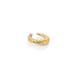 Stříbrné pozlacené náušnice single Cuff Hot Diamonds x Jac Jossa Soul DE667