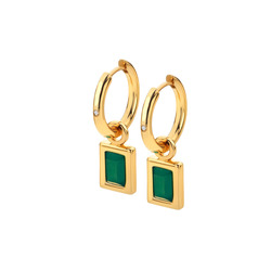 Pozlacené náušnice Hot Diamonds X Gemstones Rectangle DE766