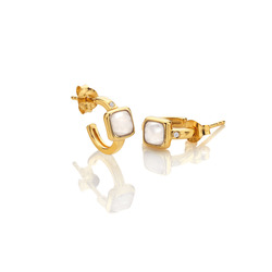Pozlacené náušnice Hot Diamonds X Gemstones Square DE767