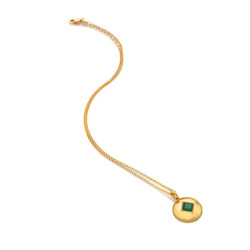 Pozlacený náhrdelník Hot Diamonds X Gemstones Coin DP935