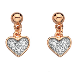 Stříbrné náušnice Hot Diamonds Stargazer Heart Rose Gold