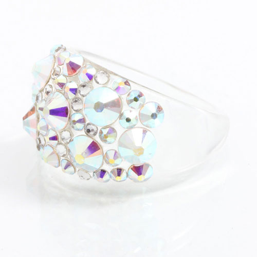 Prsten s krystaly Swarovski Plastic Rainbow