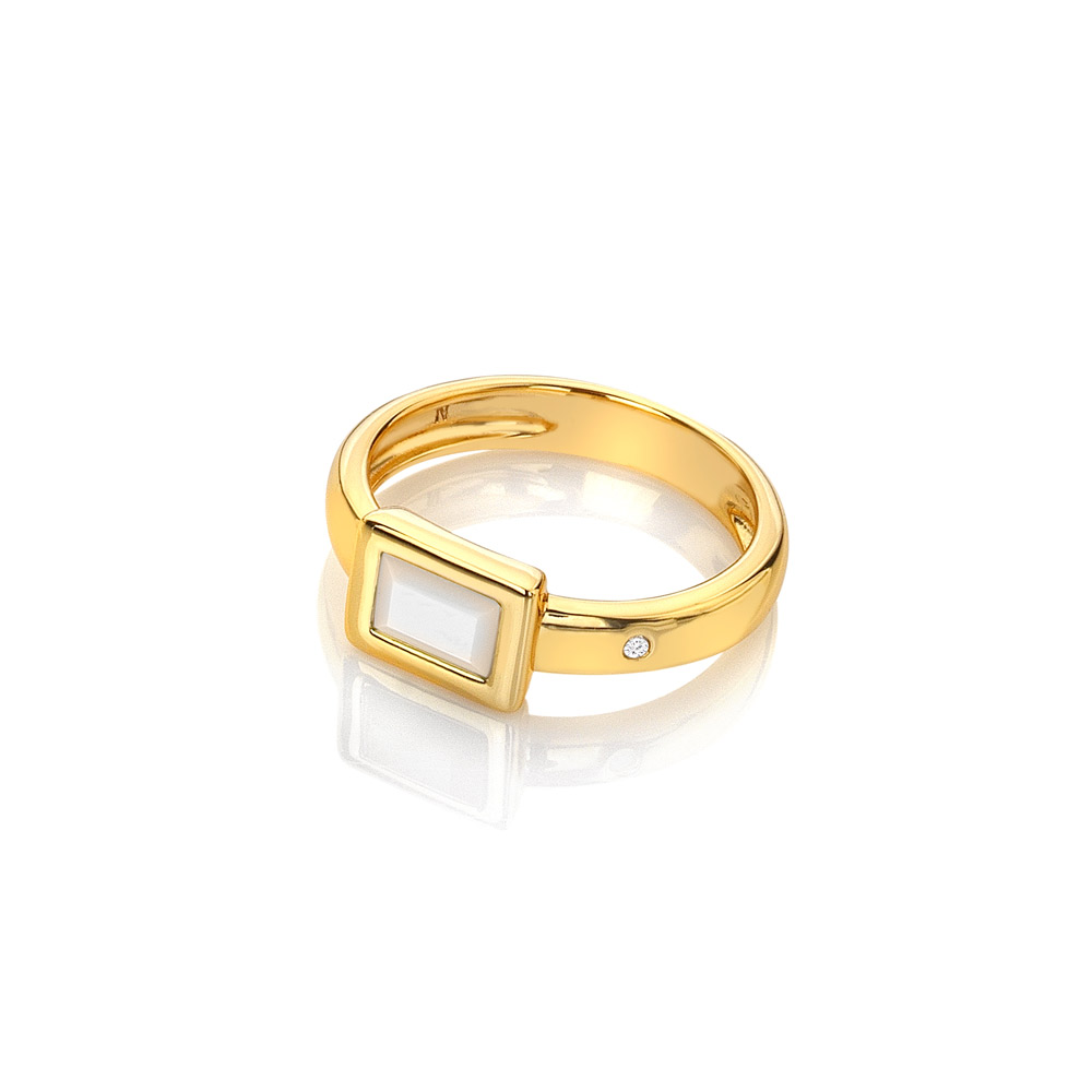 Pozlacený prsten Hot Diamonds X Gemstones Rectangle DR262